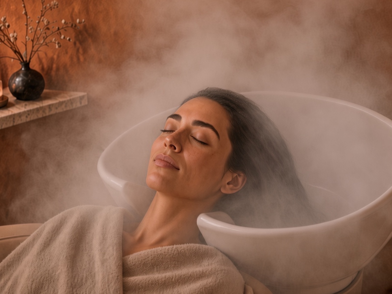 Head spa, bac et vapeur douce, sans anneau de jets